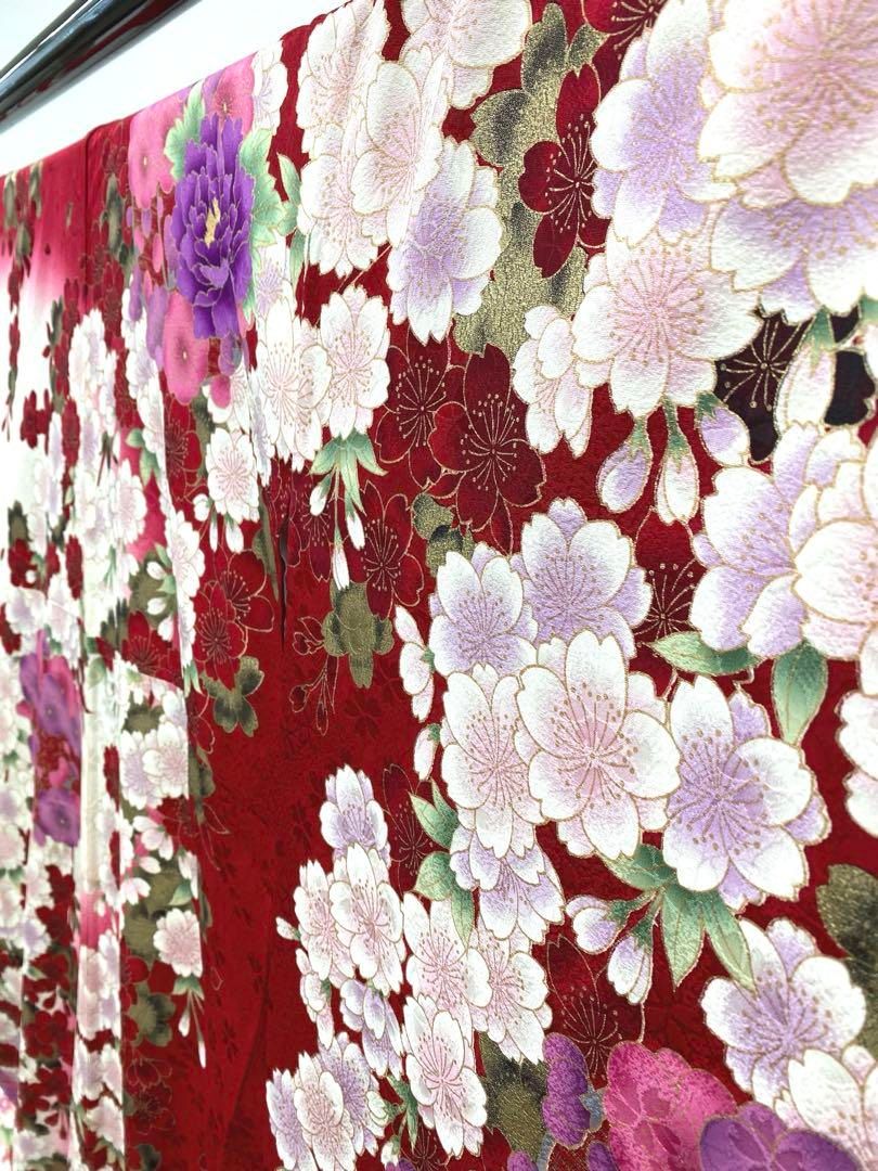 振袖 豪華 刺繍 金駒 金彩 紋意匠 牡丹 桜 身丈163cm 振袖 豪華 刺繍 金駒 金彩 紋意匠 牡丹 桜 身丈163cm