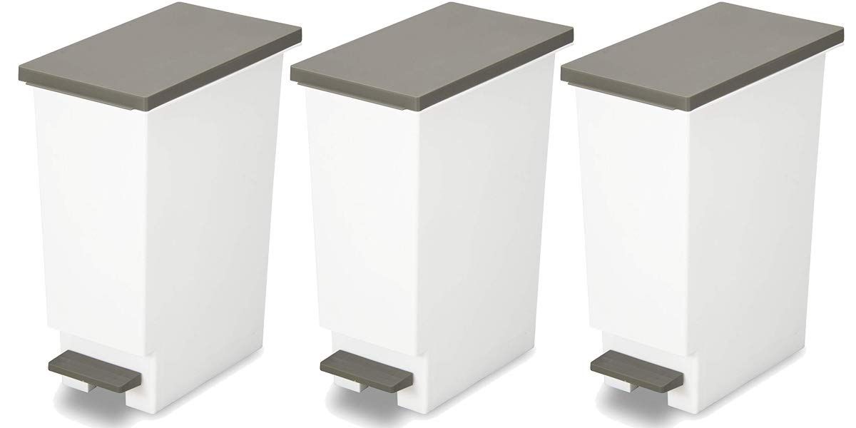 ネオカラー ゴミ箱 スリム トンボ 軽いペダルでサッと開く 20リットル ブラウン 3個セット 新輝合成 幅20×奥行35.5×高さ45cm 蓋付き 分別 日本製