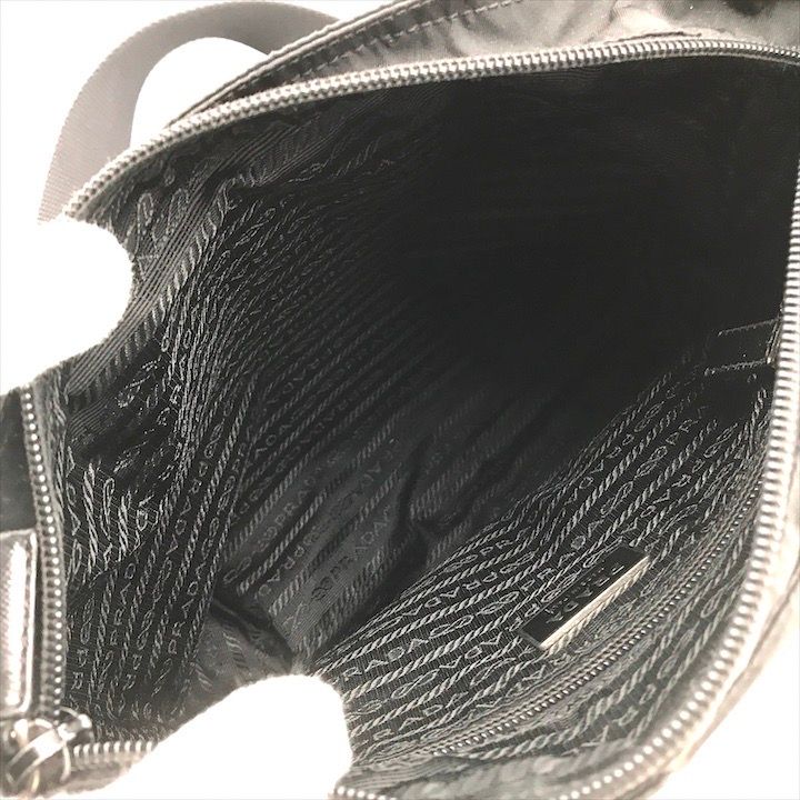 良品 PRADA プラダ ナイロン 三角ロゴ レザー ブラック