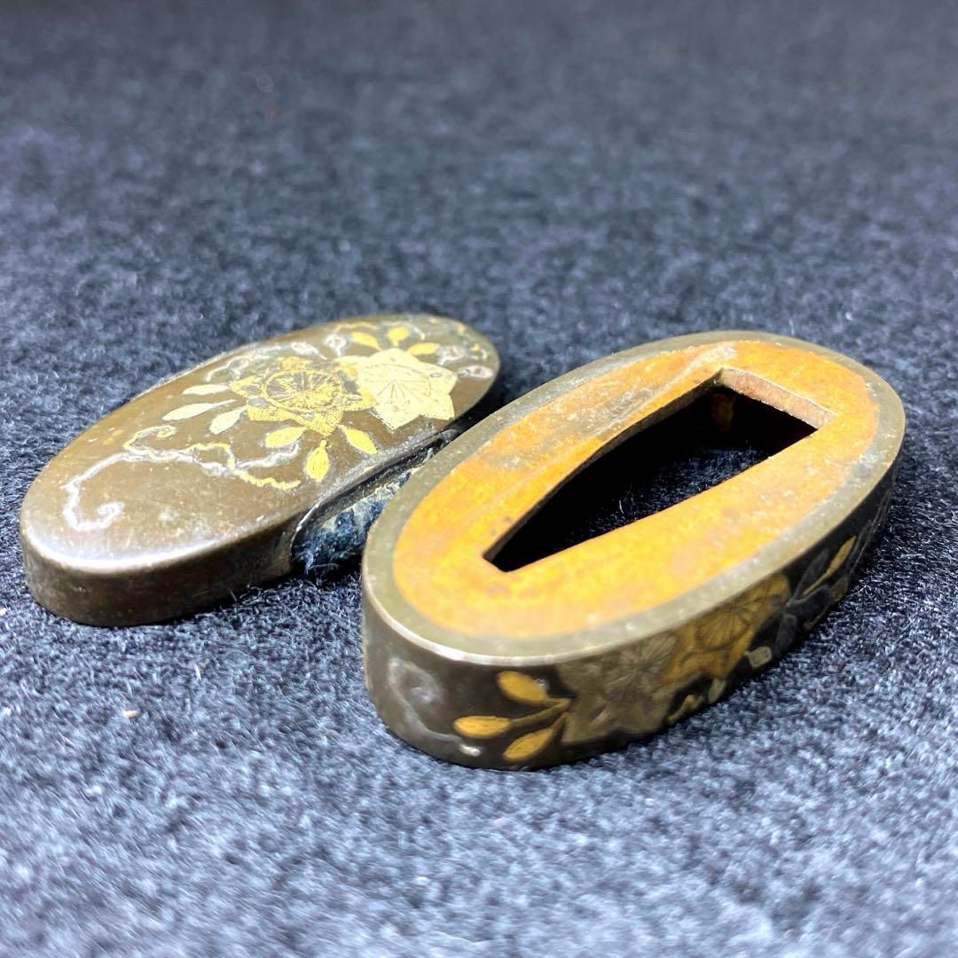 江戸時代　金象嵌縁頭　木箱付　24g  東Y6-0819☆2Fタカニ 江戸時代 金象嵌縁頭 木箱付 24g 東Y6-0819☆2Fタカニ - メルカリ