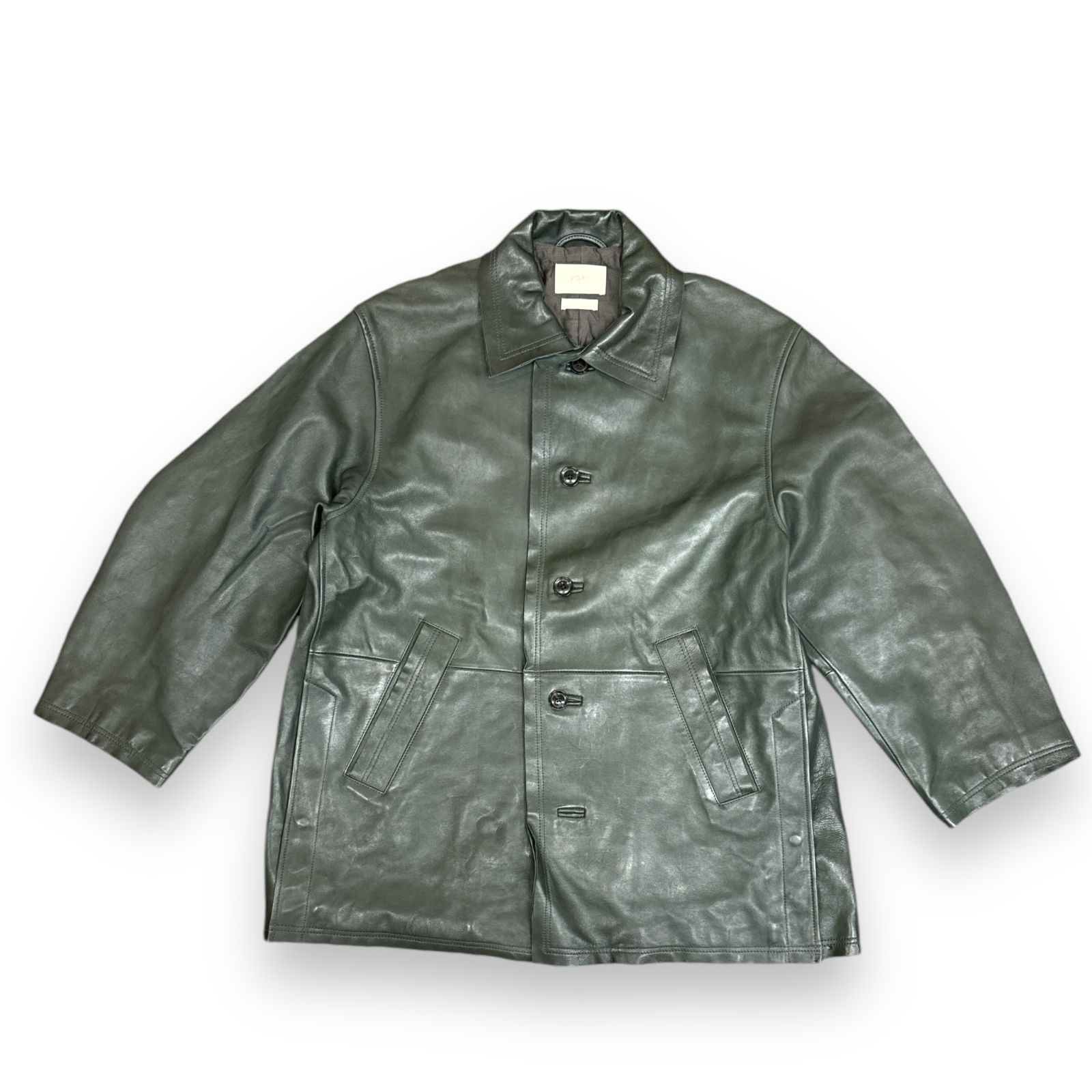 定価132000円 YOKE 22AW Cut Off Leather Car Coat カットオフレザーカーコート ヨーク YK22AW0401C  ディープグリーン 2 72467A6 - メルカリ