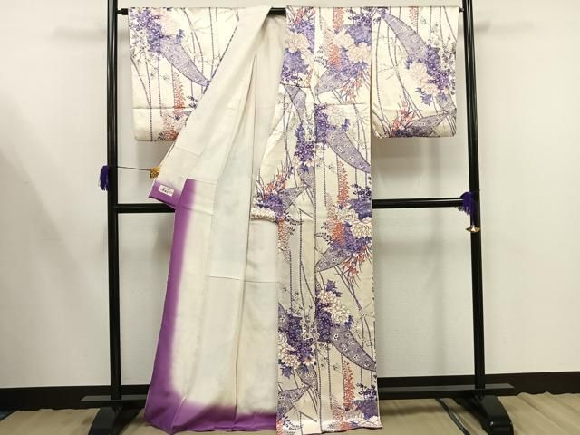 平和屋着物□上質な小紋 草花文 やまと誂製 正絹 逸品