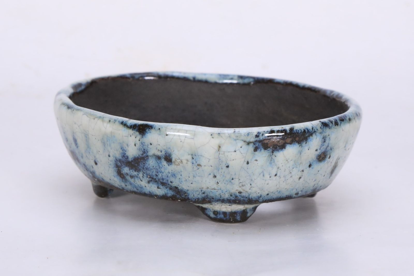 美術品・アンティーク・コレクション 文山 丸 花模様 盆栽鉢