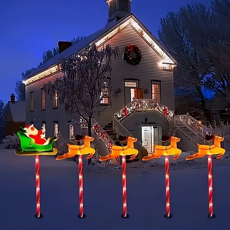 クリスマス照明 太陽光発電 クリスマスパスライト お庭を飾るサンタとトナカイのデコレーション サンタクロース トナカイ 屋外 庭 玄関 装飾 クリスマスシーズン 電飾