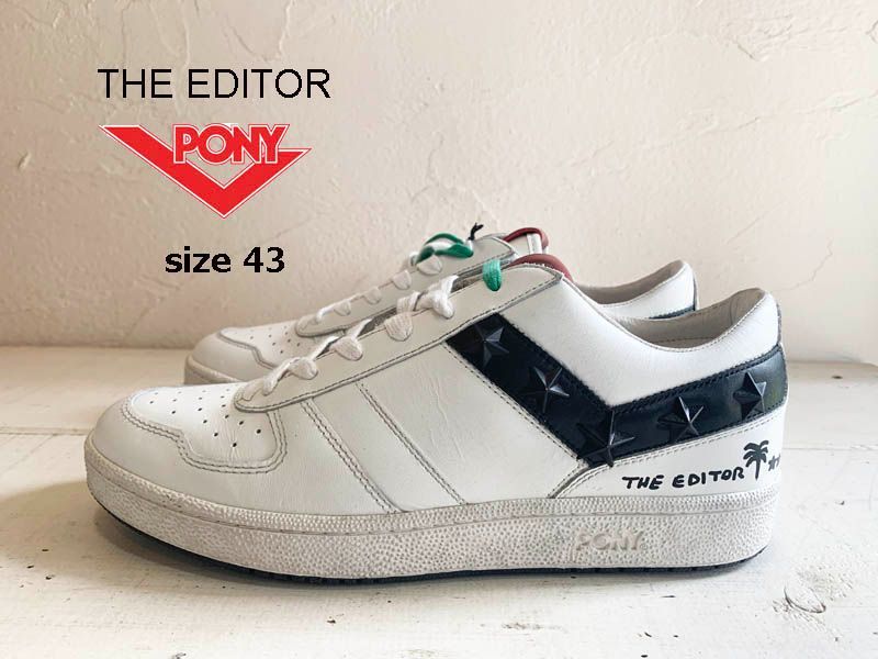 THE EDITOR x PONY スニーカー アイボリーｘブラック43（28） - plus