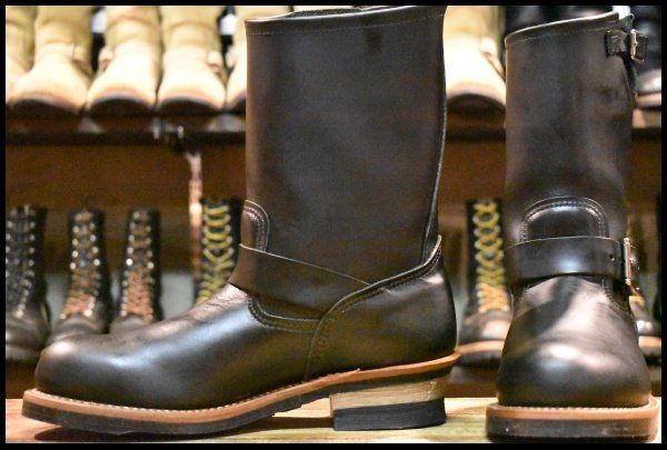 【9D 未使用 14年】レッドウィング 2268 エンジニア 黒 ブラッククローム スチールトゥ ブーツ redwing HOPESMORE【EL142】