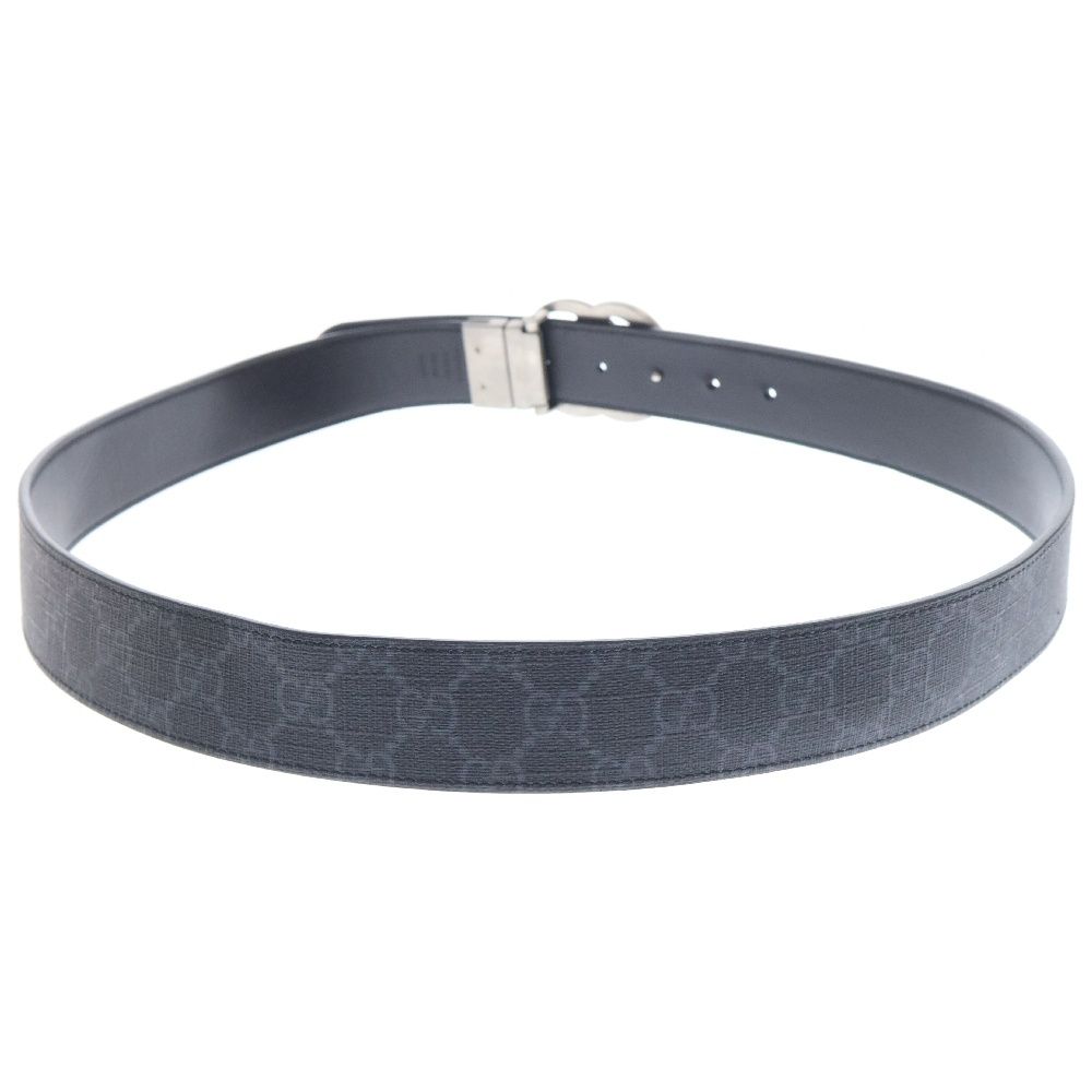 GUCCI (グッチ) ダブルG リバーシブル レザー ベルト ネイビー  