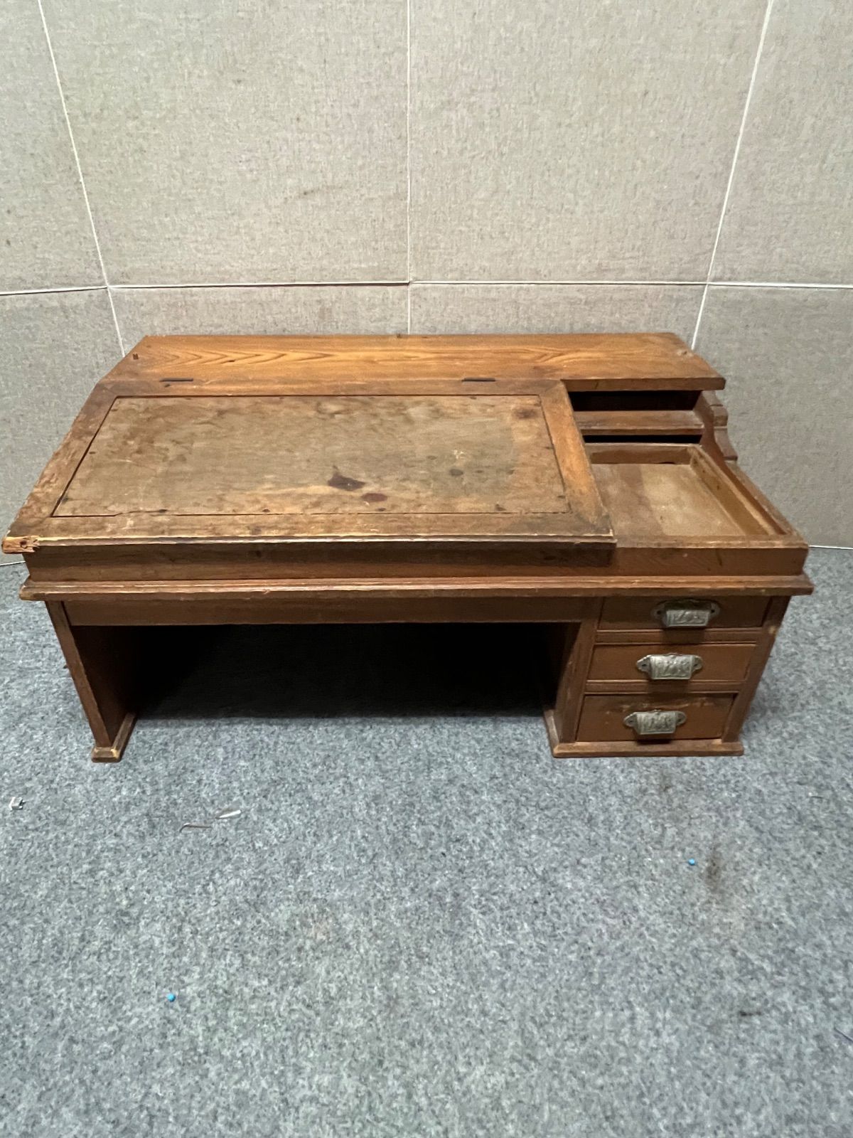 ︎ 昭和 レトロ 学習 机 木製 当時物 ライティングビューロ 学習机