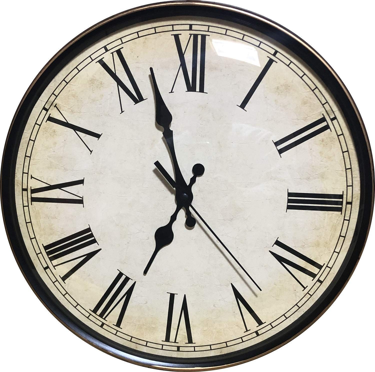 壁掛け時計 YRO レトロ 球面ガラス 連続秒針 アンティーク 北欧 クラシック おしゃれ インテリア（ローマ数字）