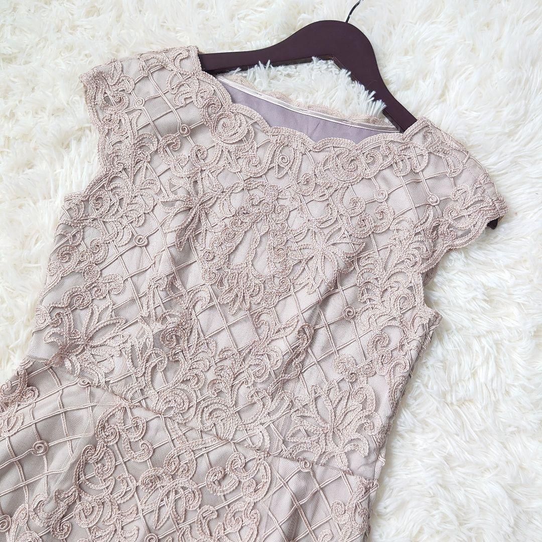 上品 ANAYI アナイ ワンピース 刺繍 レース ベージュ サイズ38 上品