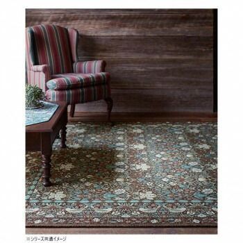 川島織物セルコン Morris Design Studio イチゴドロボウ ラグ 約200×200cm KF1709 B ブルー