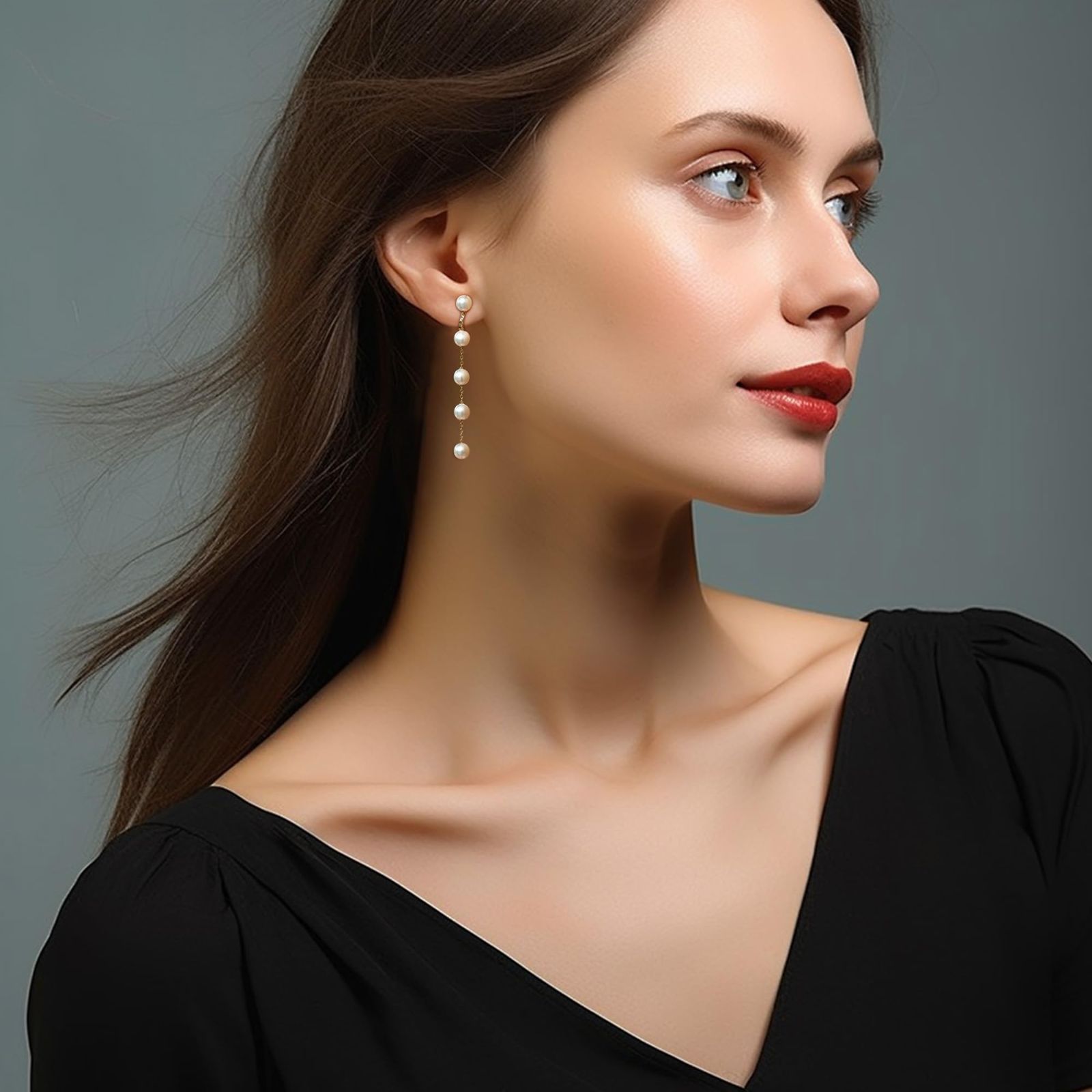 数量限定】非ピアス真珠イヤークリップジュエリー ロングダングルパールドロップピアス 14Kゴールドは、女性の女の子のための真珠のイヤリングクリップをメッキ  JeryWe - メルカリ