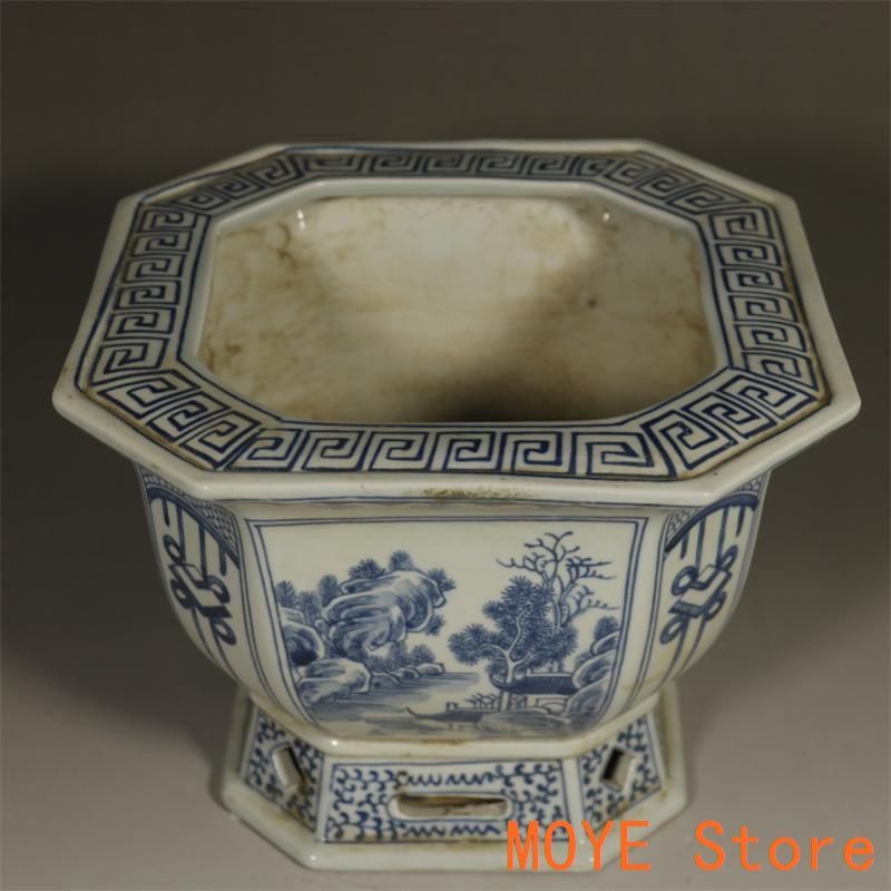 青花寿の山水紋高足四方鉢  陶磁器   工芸品 美術品 置物 青花寿の山水紋高足四方鉢 陶磁器 工芸品 美術品 置物 - メルカリ