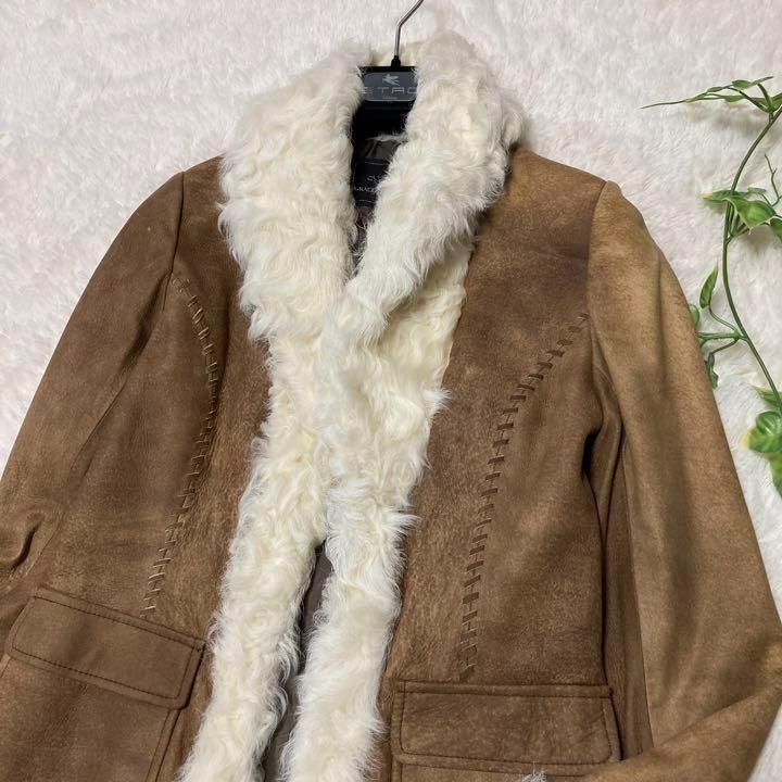 羊革 羊革毛皮 グレースコンチネンタル ロングムートンコート レザー