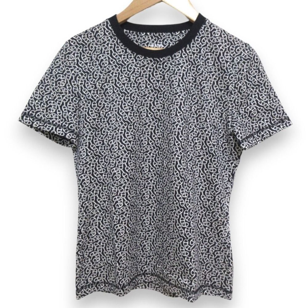 美品 24SS HERMES エルメス シェーヌダンクル 総柄 クルーネック 美品 24SS HERMES エルメス シェーヌダンクル 総柄 クルーネック