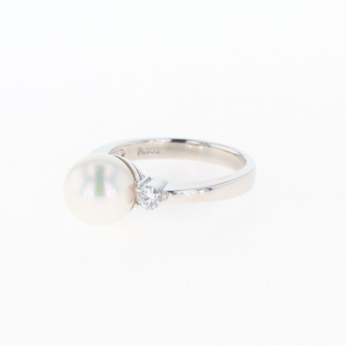 パール デザインリング プラチナ メレダイヤ 指輪 真珠 リング 12号 