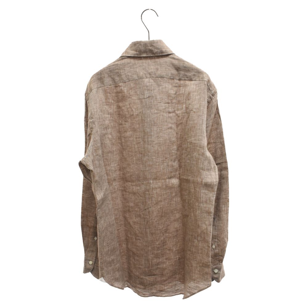 Giannetto ブラウン 長袖シャツ M スリムフィット GIANNETTO (ジャンネット) コットン slim Fit shirt スリム
