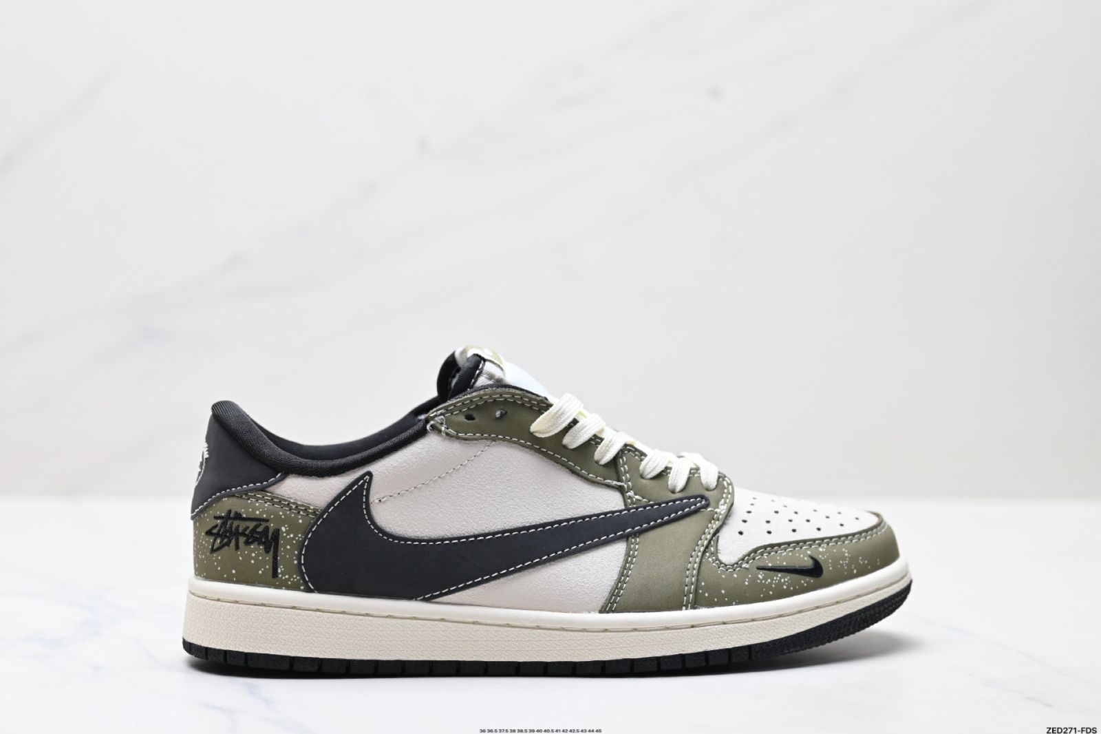 トラヴィス スコット × エア ジョーダン 1 ロー AJ1 の TS フラッシュコラボレーション逆フック低トップカルチャーバスケットボールシューズ-WTO輸入