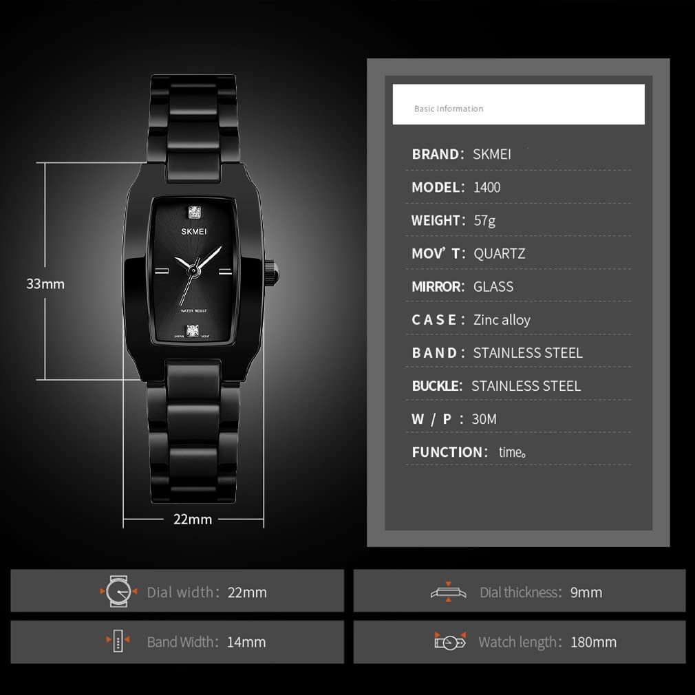  時計 れでいーす 防水 女性用 カジュアル アナログ うで時計 クオーツ スクエア ビジネス ブランド おしゃれ かわいい ステンレス シンプル 小さい 四角い 腕時計 プレゼント レディース ブラックWatch 腕時計 キッズファッション小物