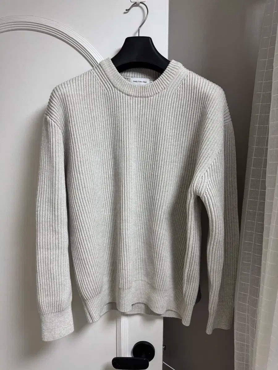 Steady Every Wear クルーネック コットン リップニット ホワイトメランジ 2 サイズ
