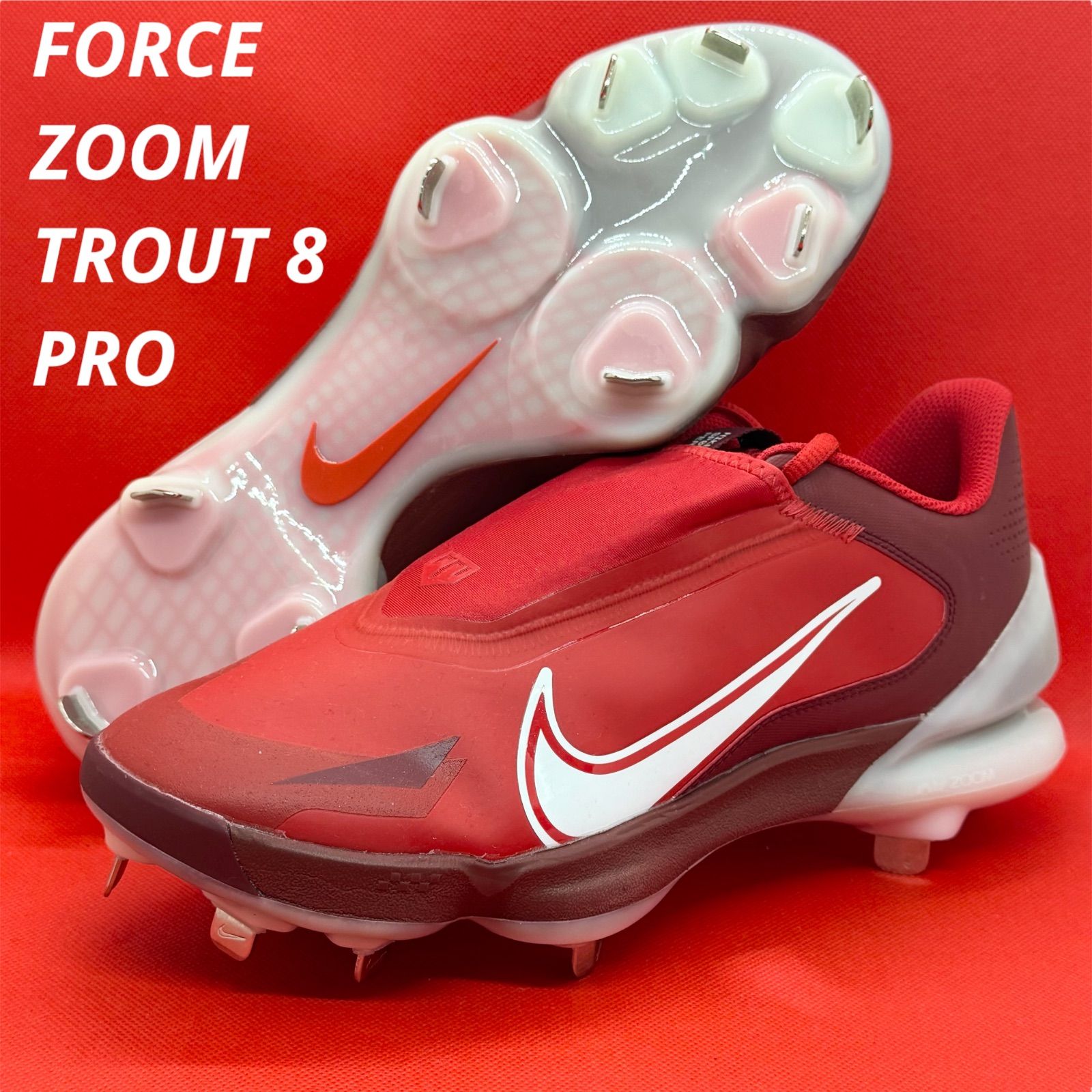 【即発送】NIKE／フォースズームトラウト8プロ／野球スパイク／27cm／レッド ナイキ 野球スパイク フォースズームトラウト8プロ レッド 新品