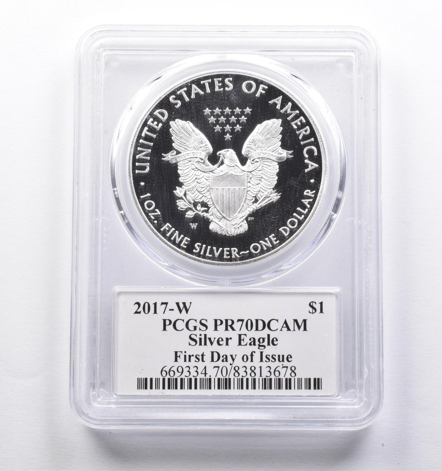 【新品】イーグル銀貨 Eagle 2019-W PCGS PR70 FDOI 2019-W Burnished Silver Eagle PCGS SP70