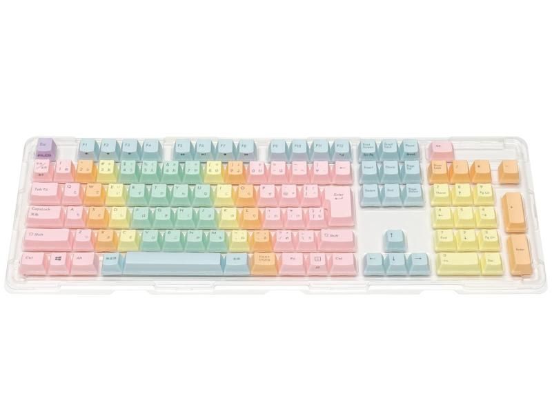 FILCO Macaron Keycap set 上面印字 108キー 日本語配列 交換用キーキャップセット キープラー同梱 指ごとに別カラーキーを配置 レインボー