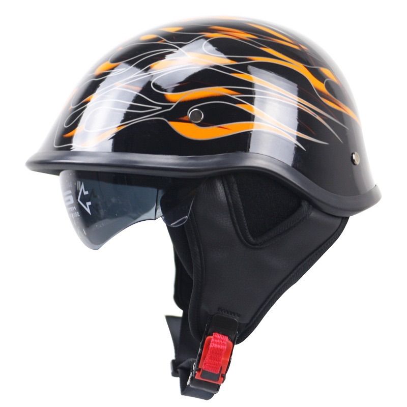ハーフヘルメット 半キャップ 半ヘル 内蔵レンズ付き 軽量 夏