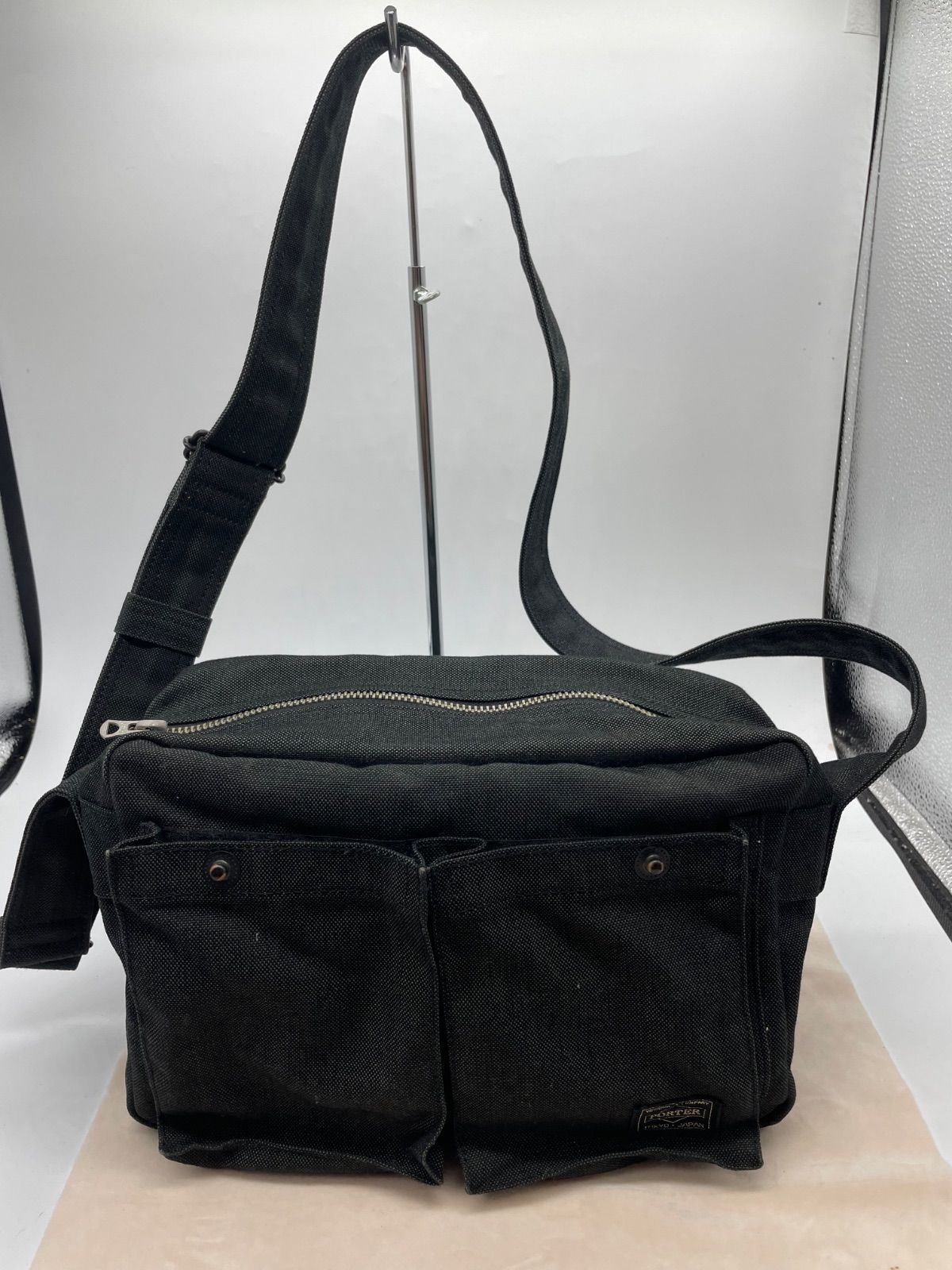 【美品】ポーター ショルダーバッグ キャンバス 三日月 ブラック 美品】ポーター ショルダーバッグ キャンバス 三日月 ブラック