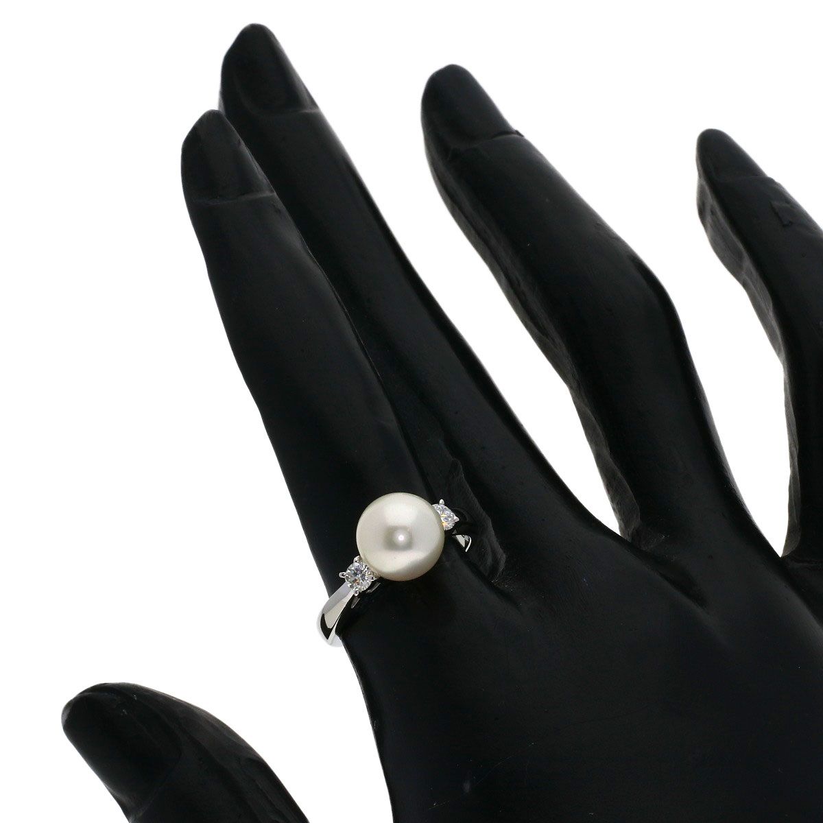 人類 MIKIMOTO ミキモト パール 真珠 ダイヤモンド リング 指輪 PT950 レディース