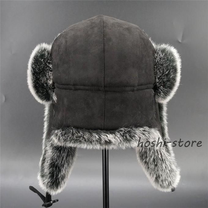 ★美品　ロシア帽/フライトキャップ/ファー/ブラウン/メンズ　グレー ファー Amazon | (グードコ) 男性 メンズ 毛皮 帽子 ふわふわ 防寒帽