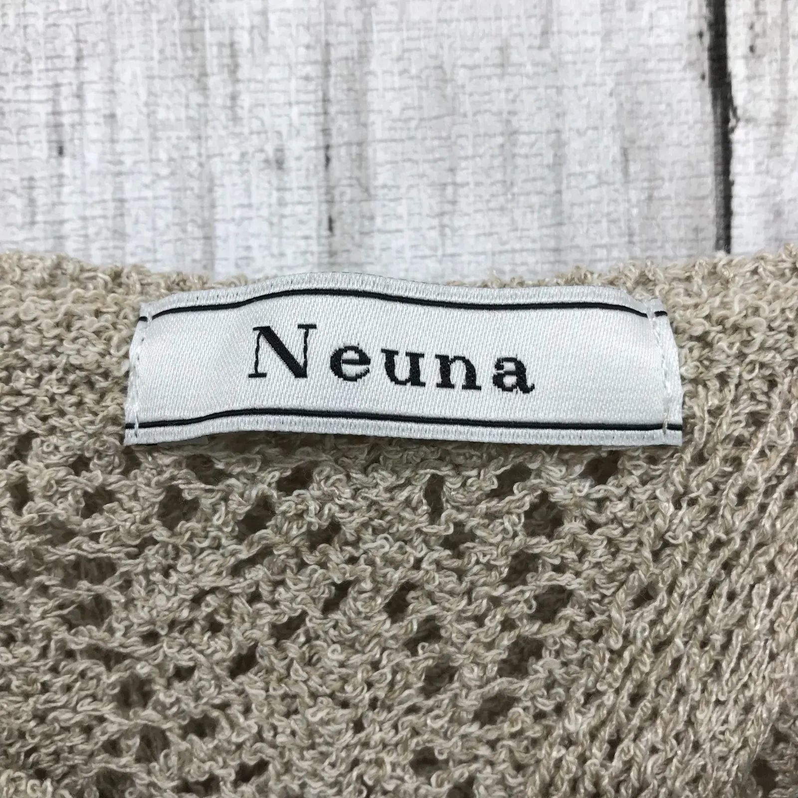 【Neuna】ヌナ 鍵編みバックオープン ノースリーブサマーニットワンピース