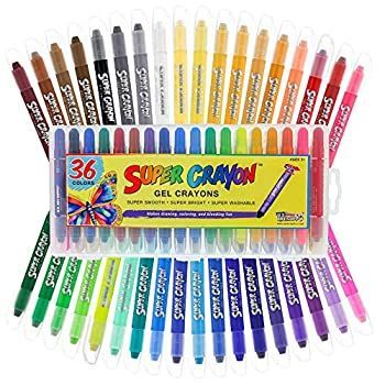 USアートサプライ U.S. Art Supply スーパークレヨンセット 36色 滑らかに伸びるゲルクレヨン 鮮やか 混ぜやすい 洗い落とせる