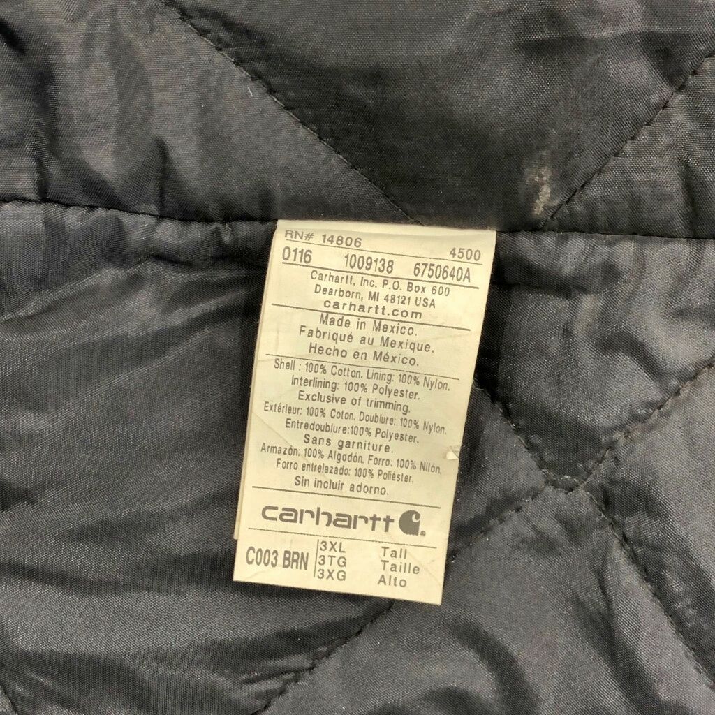 Carhartt カーハート トラディショナルコート ワークジャケット 大きいサイズ ブラウン メンズ 3XL 古着 V6517 KANDAIZUMI_COM