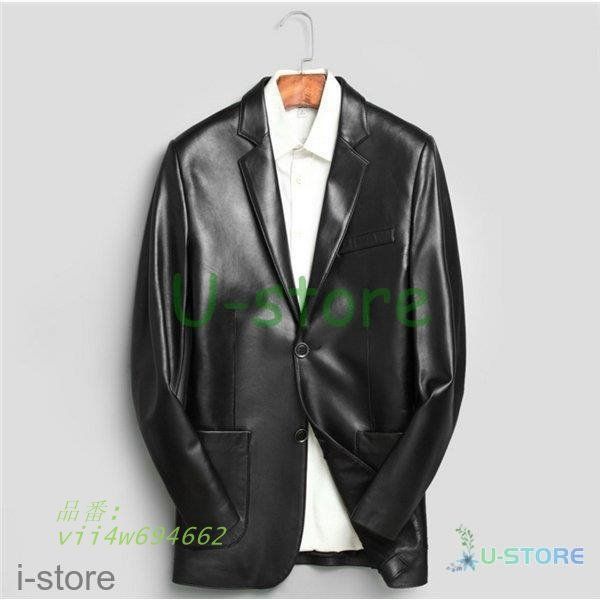 テーラード メンズ ラム皮 シングル コート 通勤 スタイリッシュ カジュアル ブレザー スーツ リアルレザー シンプル vii4w694662
