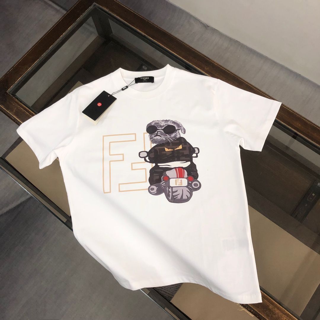 関税込★VIP価格【FENDI】モノグラムプリント Tシャツ フェンディ FENDI Tシャツ トップス FFロゴ ホワイト オレンジ