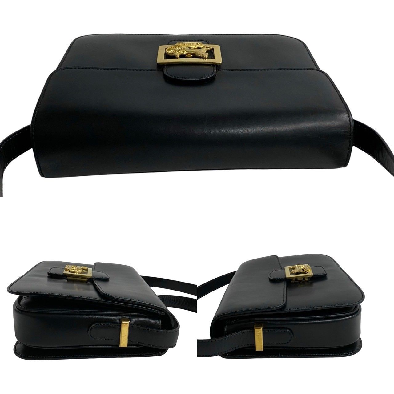 極 美品 CELINE セリーヌ ヴィンテージ 馬車 金具 カーフ レザー 本革 