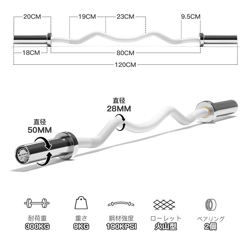 RITFIT オリンピックWバー オリンピックバーベル 直径50mm 競技対応