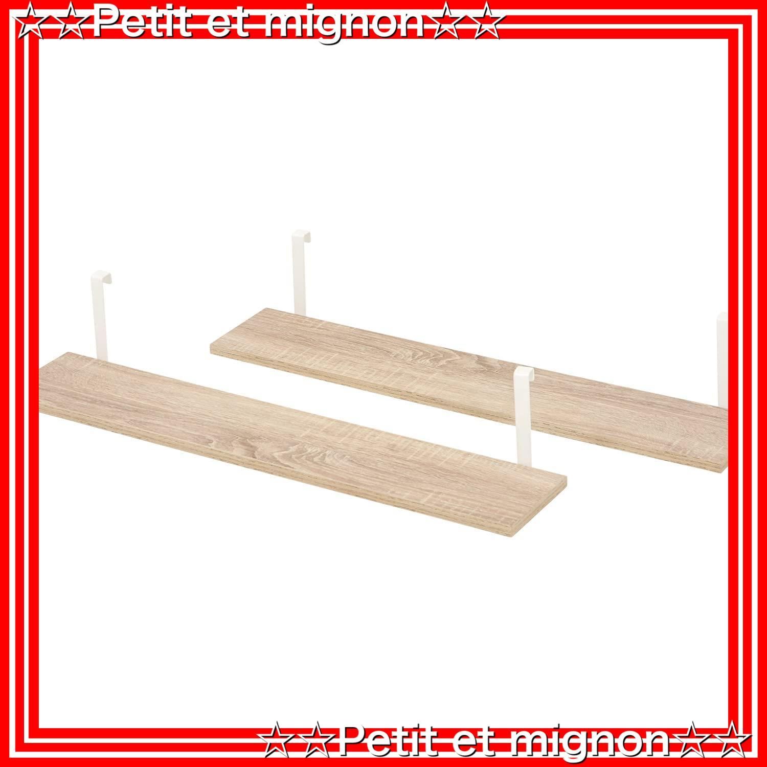 【スピード発送】オプション ウォールラック 追加棚 木目調 2枚セット ラック 幅80 奥行17.5 高さ15 つっぱり モダン シンプル 萩原(Hagihara) ナチュラル×ホワイト KTR-3142-T80NW