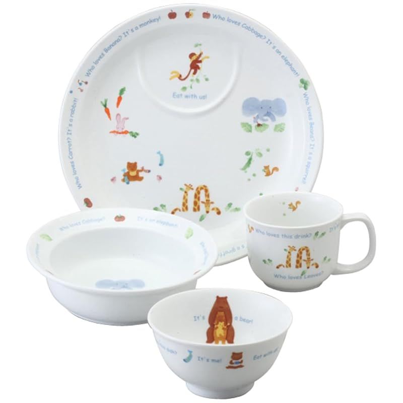 NARUMI ナルミ 子供用 食器セット みんなでたべよっ! 4点セット すくいやすい食器 出産祝い お食い初め 離乳食 ギフト オーブン 電子レンジ 食洗機対応 40433-33139