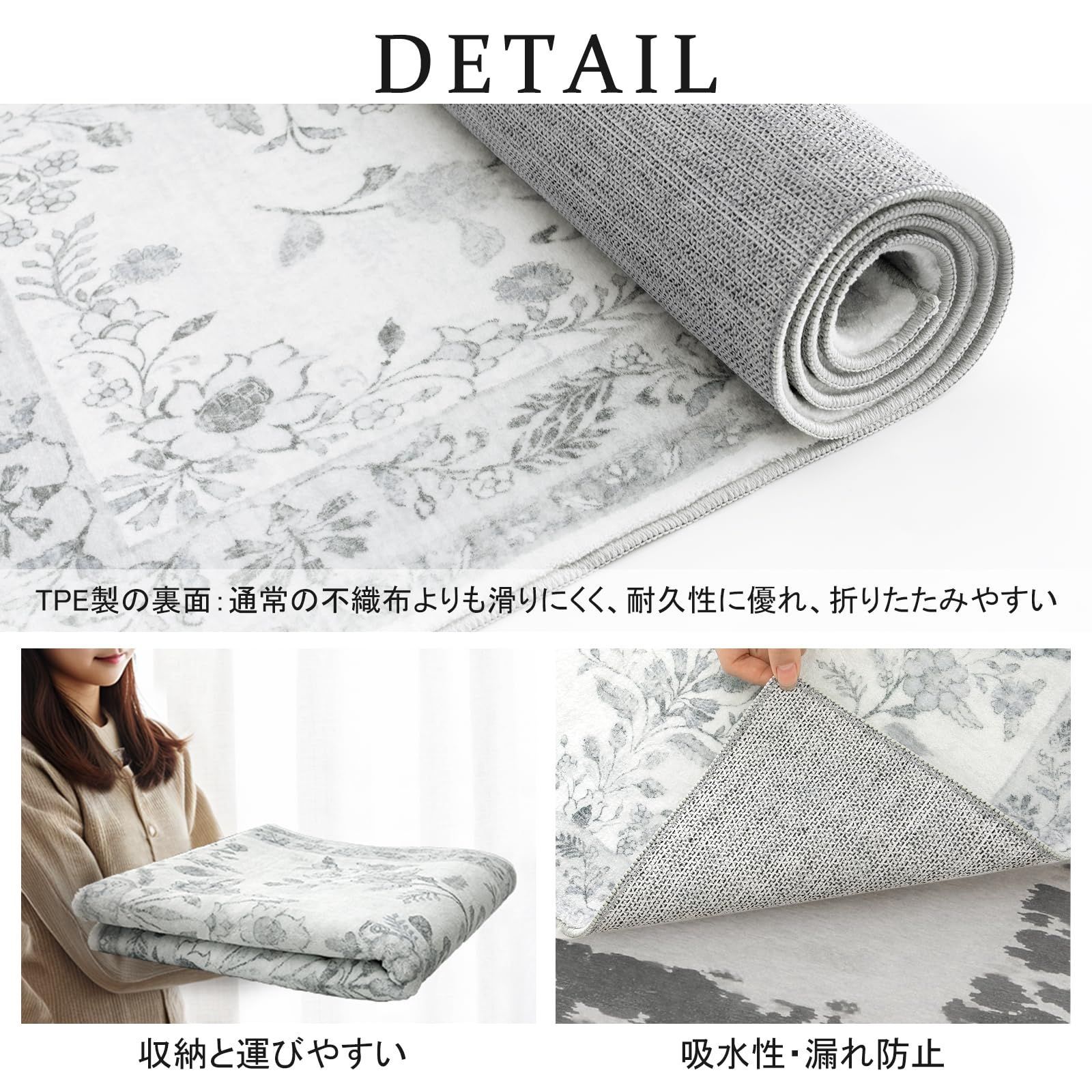 【色: アイボリー&amp;ライトグレー】HAOCOO ラグ 洗える 120×160cm 色: アイボリー&ライトグレー】HAOCOO ラグ 洗える 120×160cmの