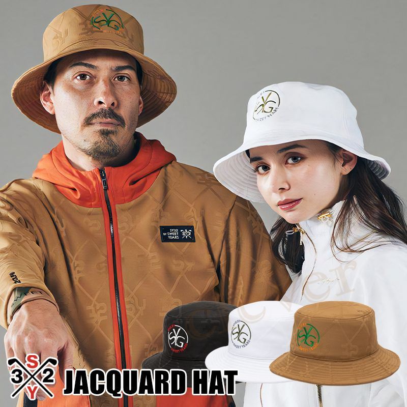 SY32 ゴルフ バケットハット ハット ゴルフ グラフィック総柄 フリーサイズ メンズ レディース SY32 ゴルフ 帽子 総柄ハット モノグラム バケットハット バケハ ホワイト SYG-24A106 xaz-syg-24a106