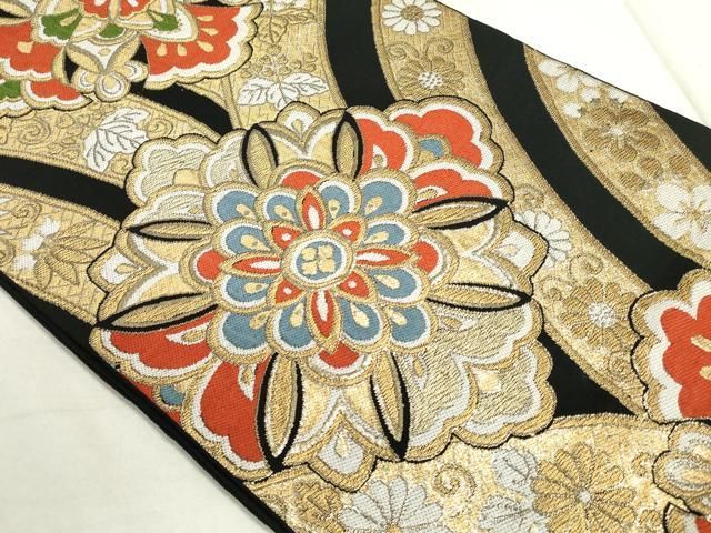 PD18 六通柄袋帯 豪華な鳳凰更紗紋 金箔 刺繡 絹 平和屋着物◎六通柄 本袋帯 更紗花文 純金箔 正絹 逸品 AAAV9351sg