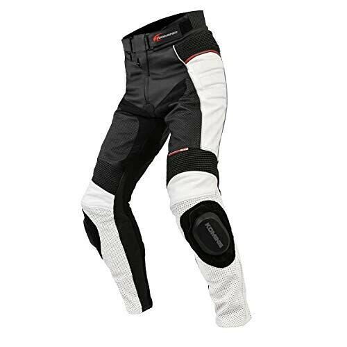 5営業日で発送 コミネ Komine コミネ KOMINE バイク用 レザーパンツ サトゥルノ ホワイト ブラック 2XL PK-780 本革 ストレッチ素材