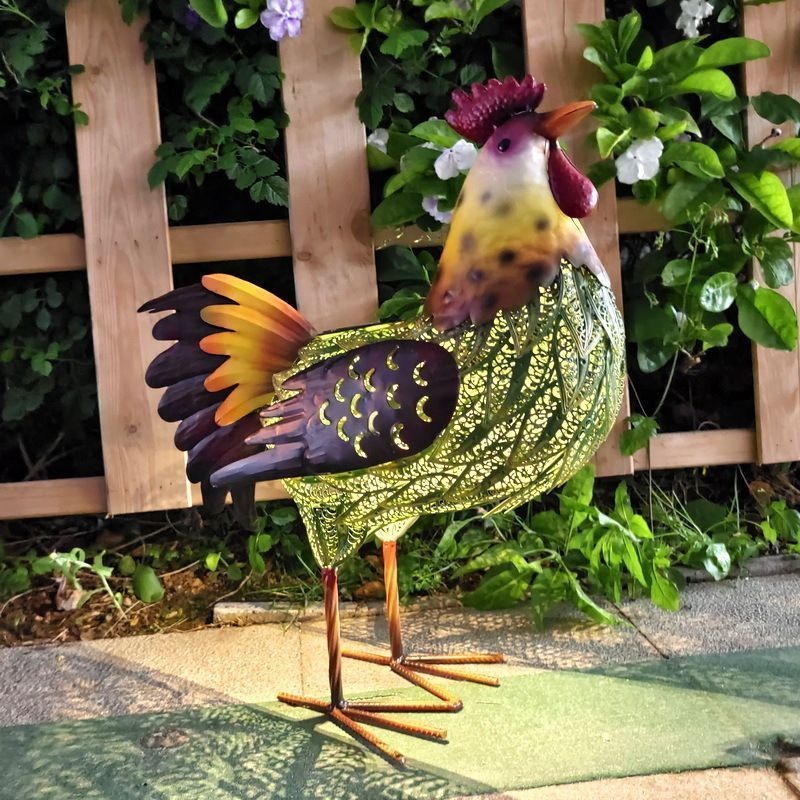 鶏 にわとり 鳥 バード ガーデンライト ソーラー ライト 自動 感光制御 おしゃれ 屋外 庭 ガーデニング 置き型 置物 オブジェ モダン