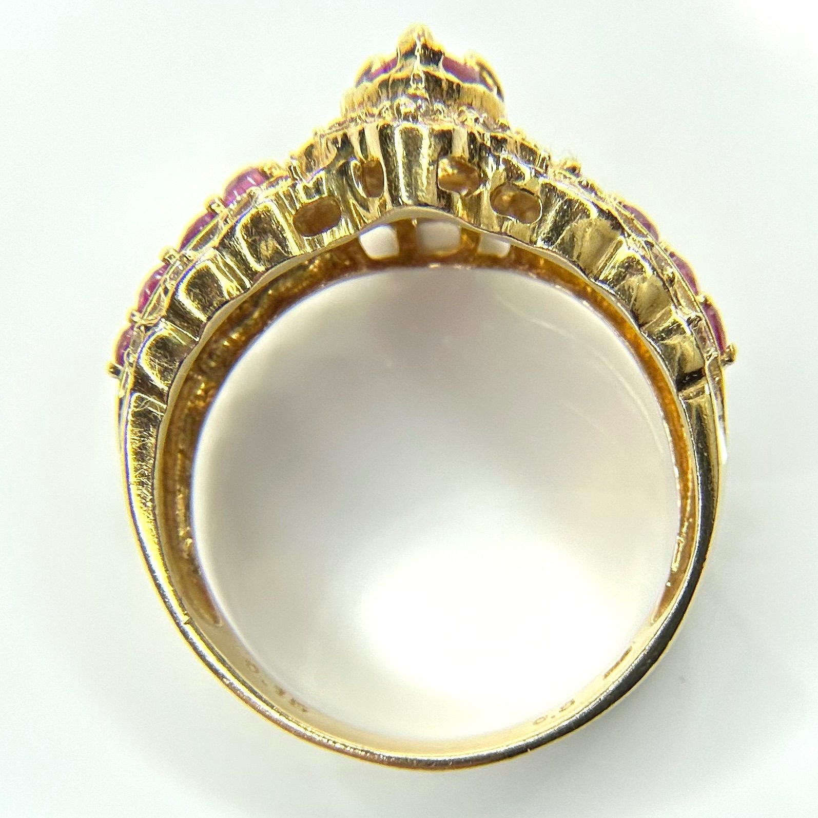 K18YG 750 ルビー 0.8ct ダイヤモンド 0.15ct ペアシェイプ リング 