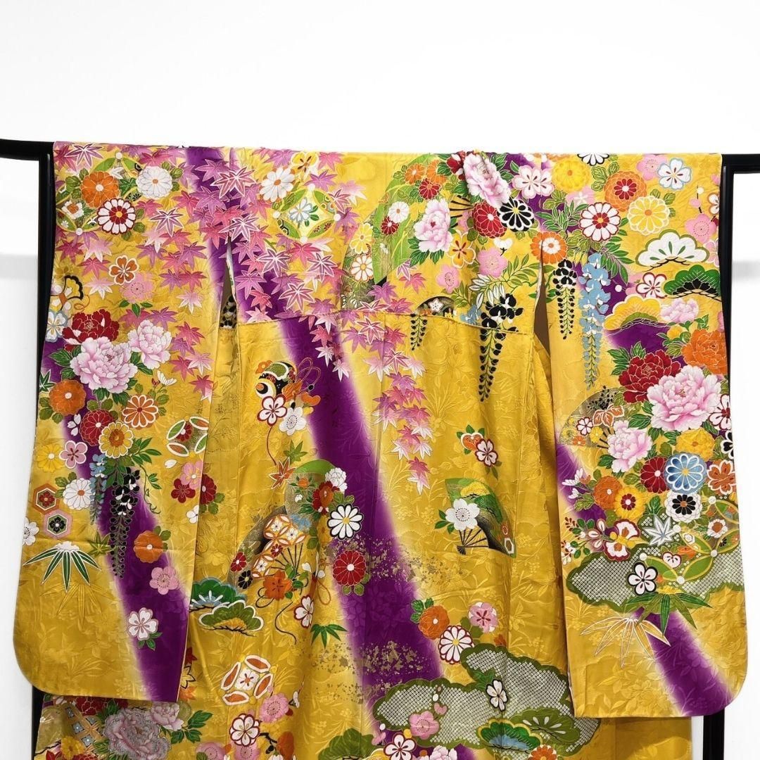 振袖 刺繍 金彩 牡丹 藤の花 菊花 楓 成人式 晴れの日 着物 064a