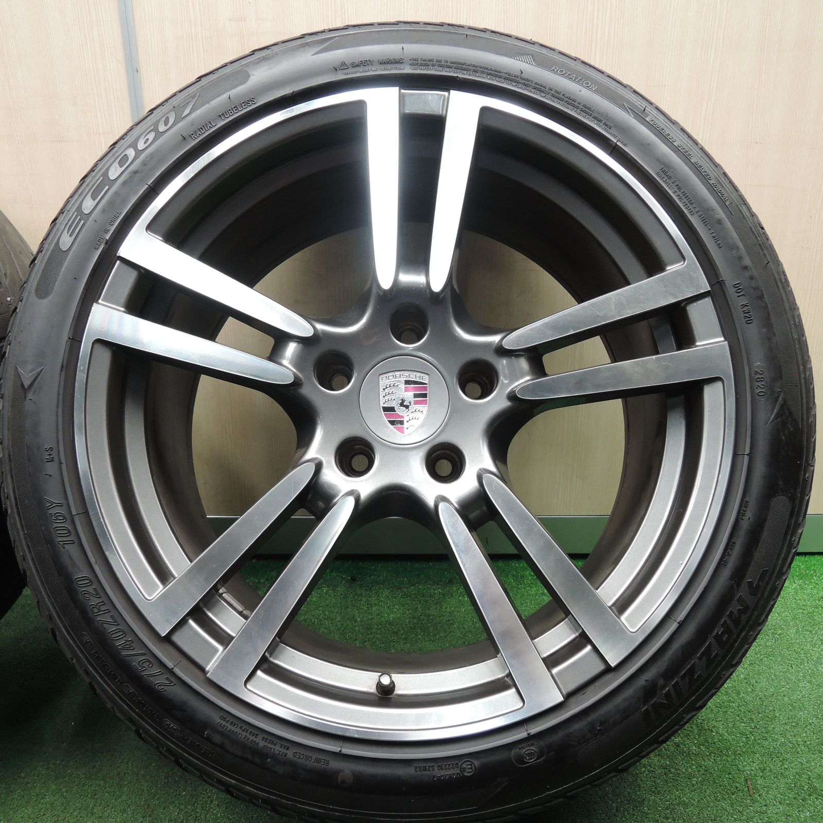 【傷錆有】カイエンタイヤ/アルミホイールセット 275/40ZR20 正規品 希少】ポルシェ 957 カイエン ターボ 純正 20in 9J +60
