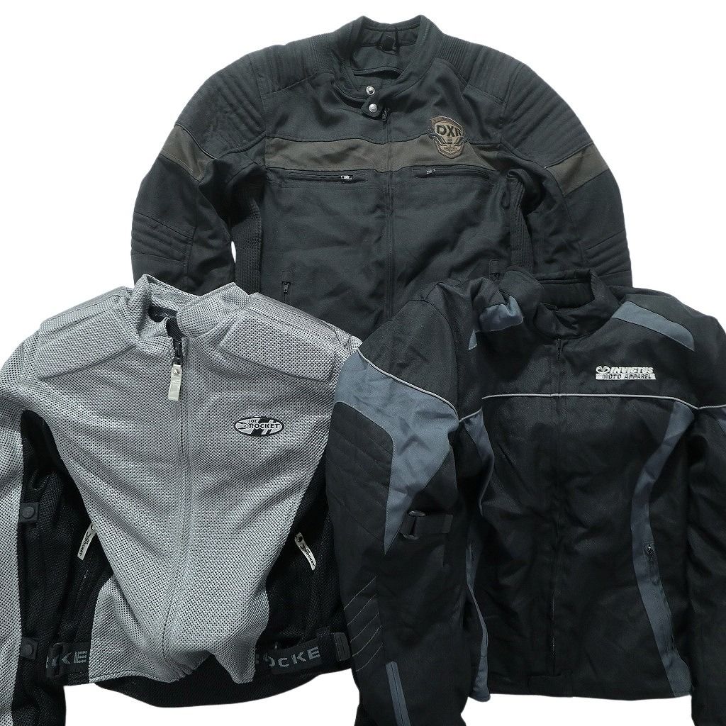 古着卸 まとめ売り  レーシングジャケット 3枚セット (メンズ M ) ワンポイントロゴ ツートンカラー 単色系 フルジップ 無地系 MW4876