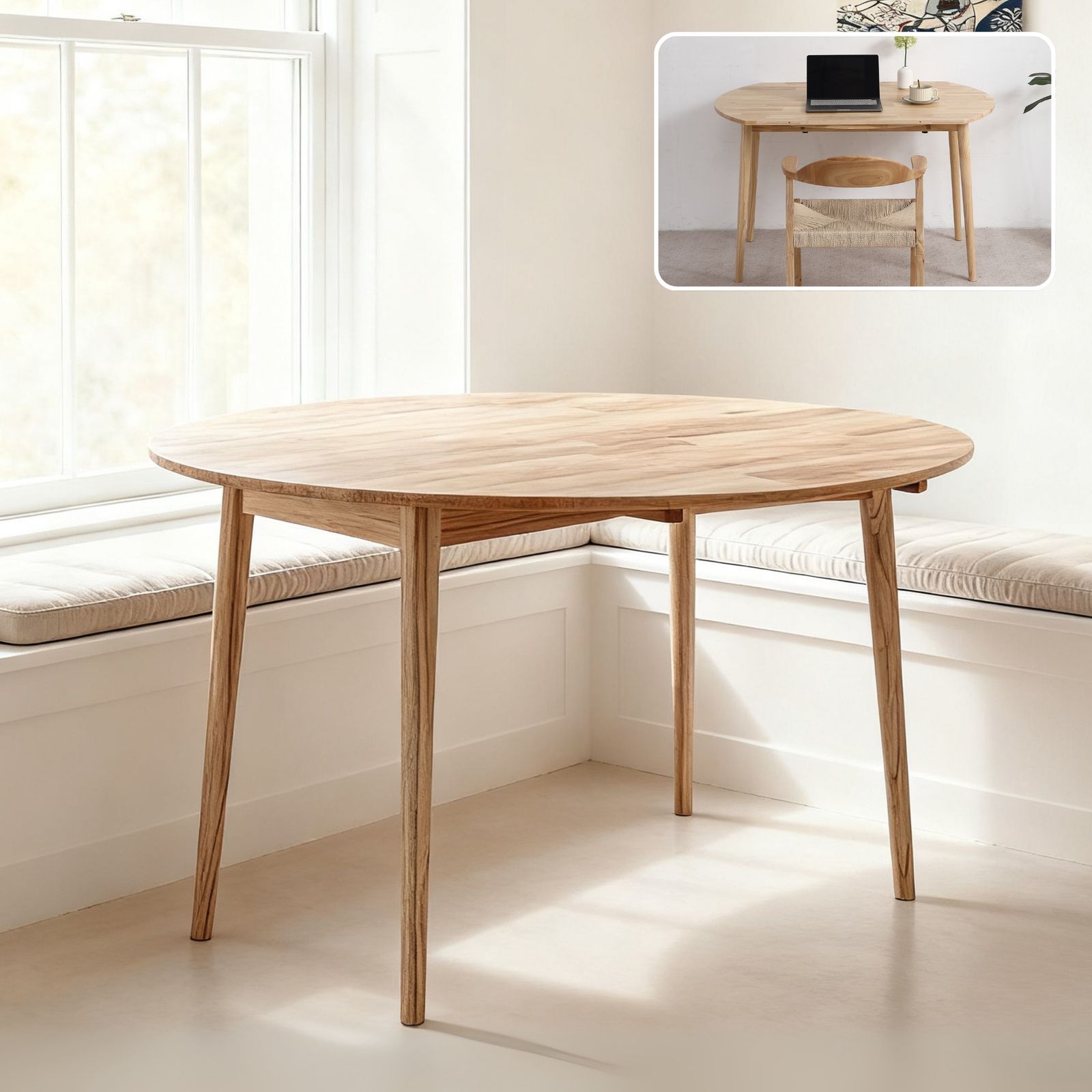 伸長式ダイニングテーブル 折りたたみダイニングテーブル 円形 半円形 幅120 伸縮 ダイニング 丸テーブル 伸長 伸縮テーブル折り畳み 円形テーブル 半円 楕円 楕円形 2人~4人掛け 4人掛け 北欧